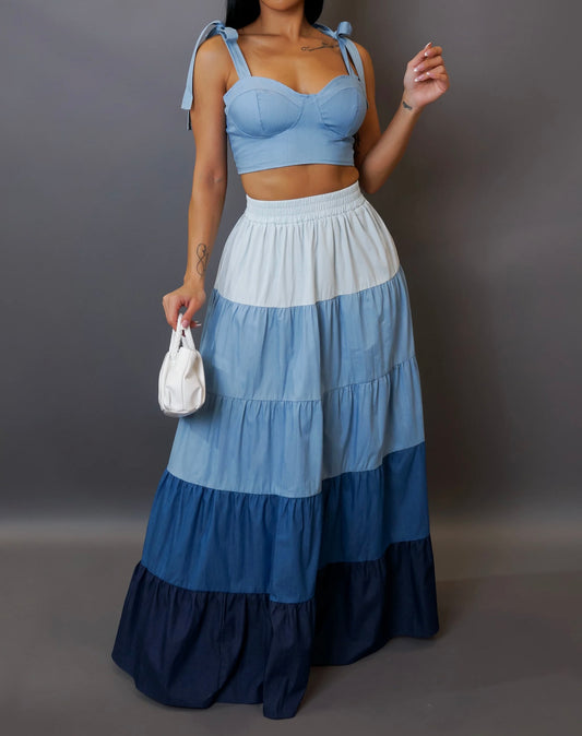 Conjunto de falda para cita ideal - Azul